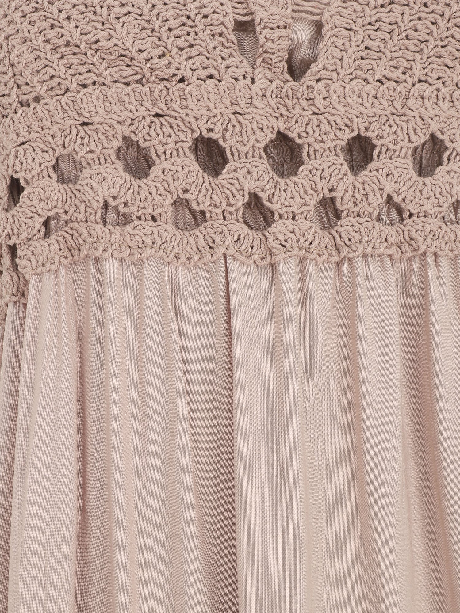 Robe longue dos-nu et broderies - Taupe - 4