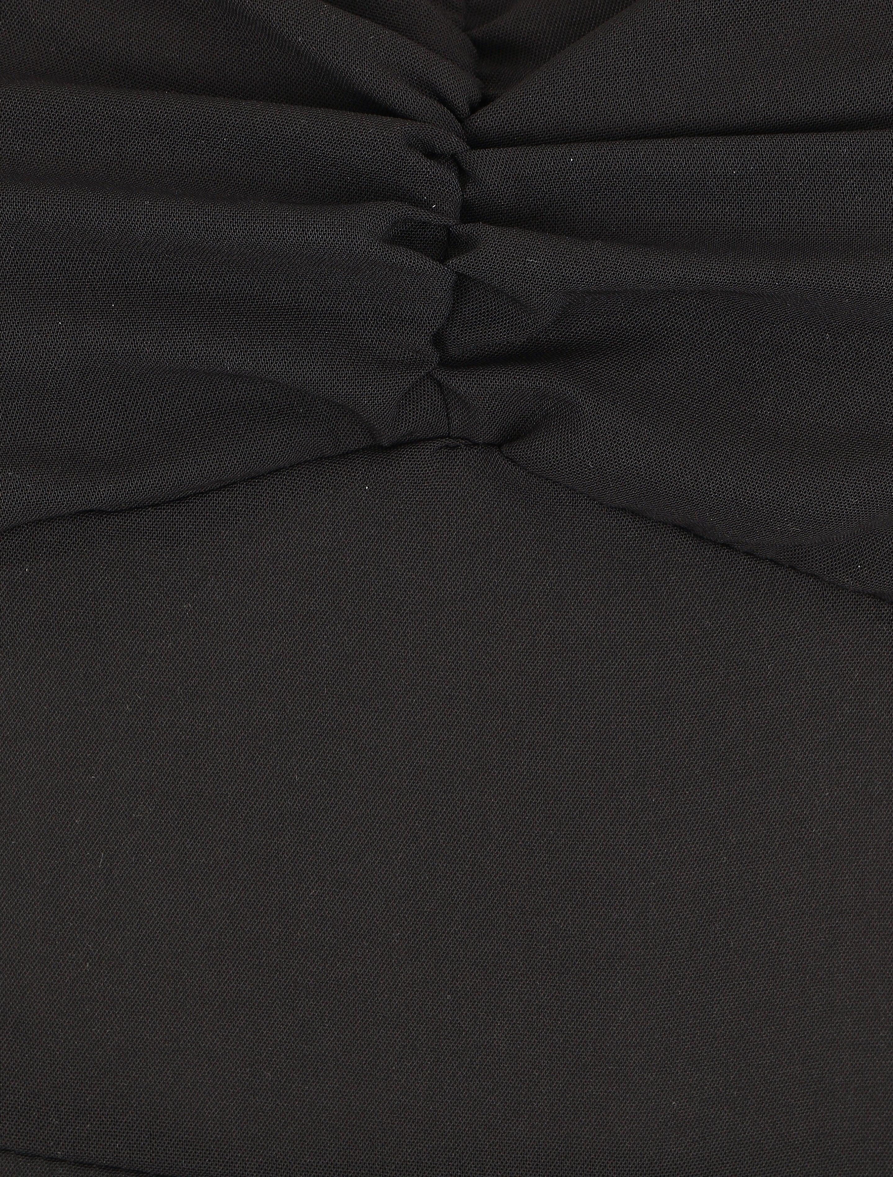 Robe longue unie évasée bretelles à nouer - Noir - 3