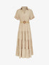 Robe longue unie à col tunisien - Beige - 1