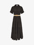 Robe longue unie à col tunisien - Noir - 1