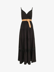 Robe longue unie coupe empire - Noir - 1