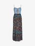 Robe longue bi-matière imprimé fleuri - Marine - 1