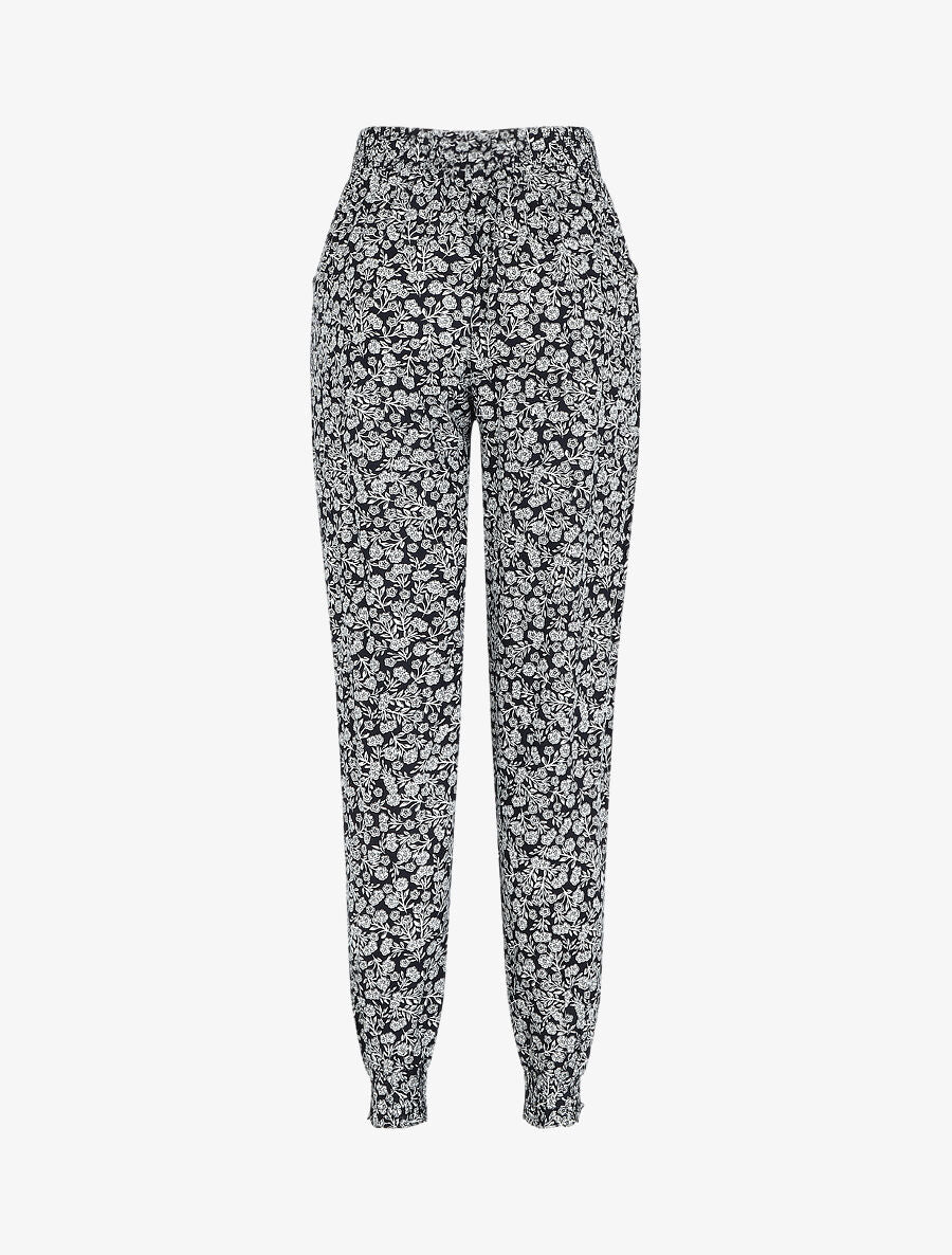 Pantalon ample imprimé fleuri - Marine - 2