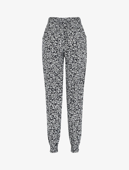 Pantalon ample imprimé fleuri - Marine - 2