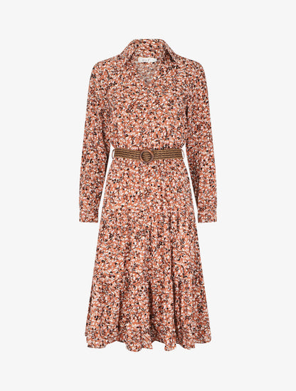 Robe à motif suédé fleuri en relief - Orange - 4