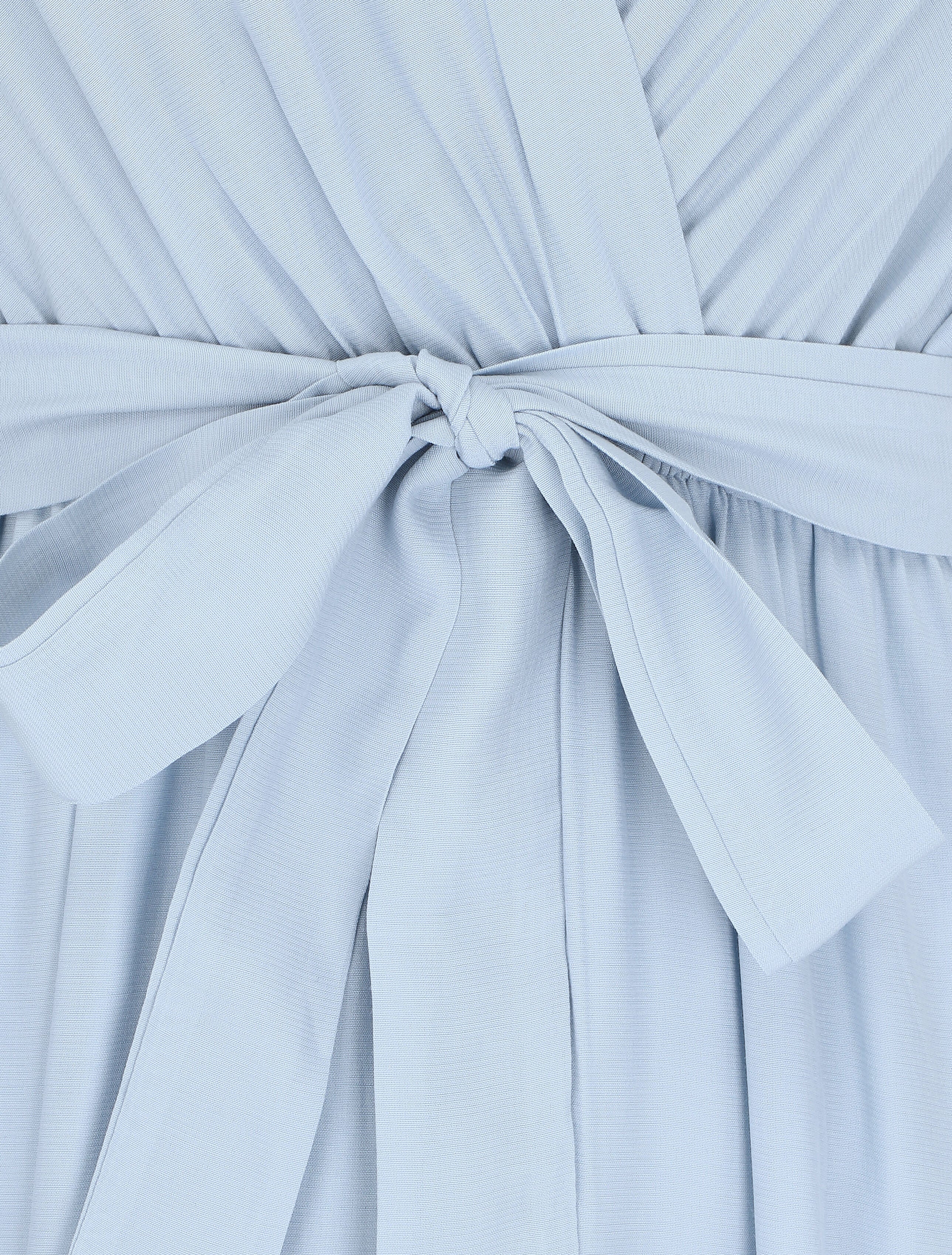 Robe longue unie manches courtes - Bleu clair - 4