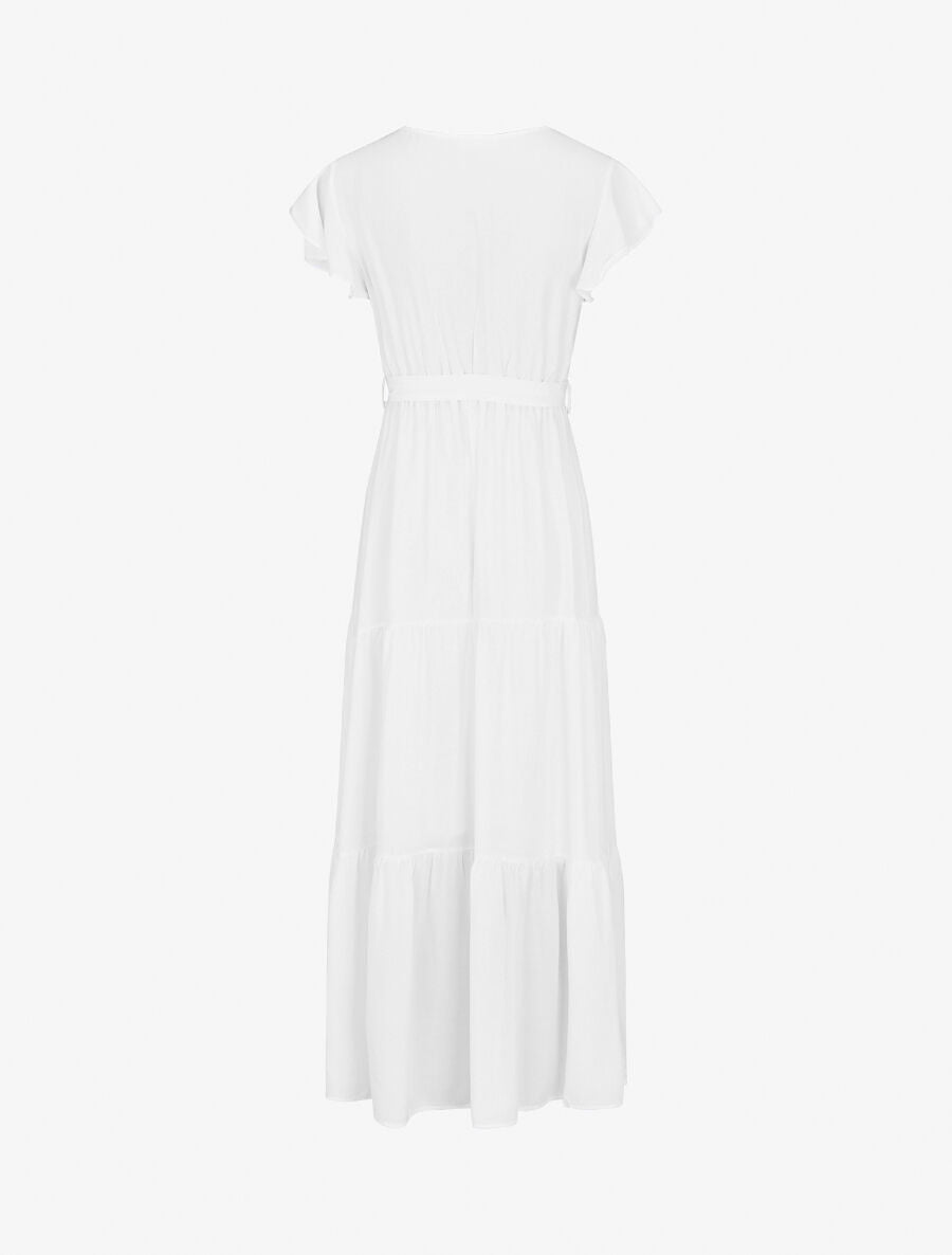 Robe longue unie manches courtes - Blanc - 3