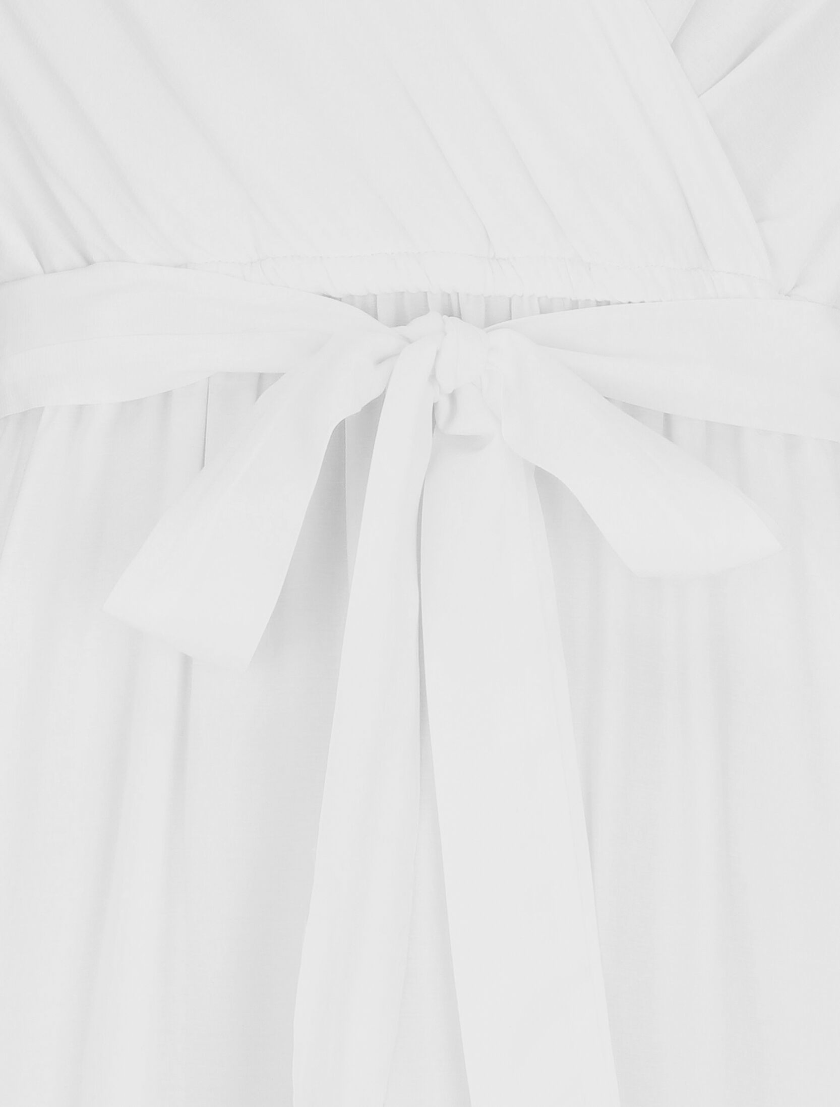Robe longue unie manches courtes - Blanc - 4