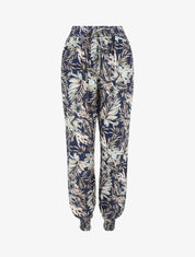 Pantalon style jogging imprimé végétal - Marine - 1