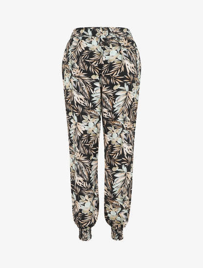 Pantalon style jogging imprimé végétal - Noir - 2