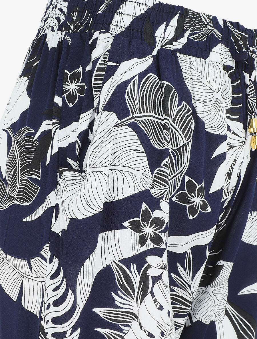 Pantalon style jogging imprimé tropical - Marine - 3