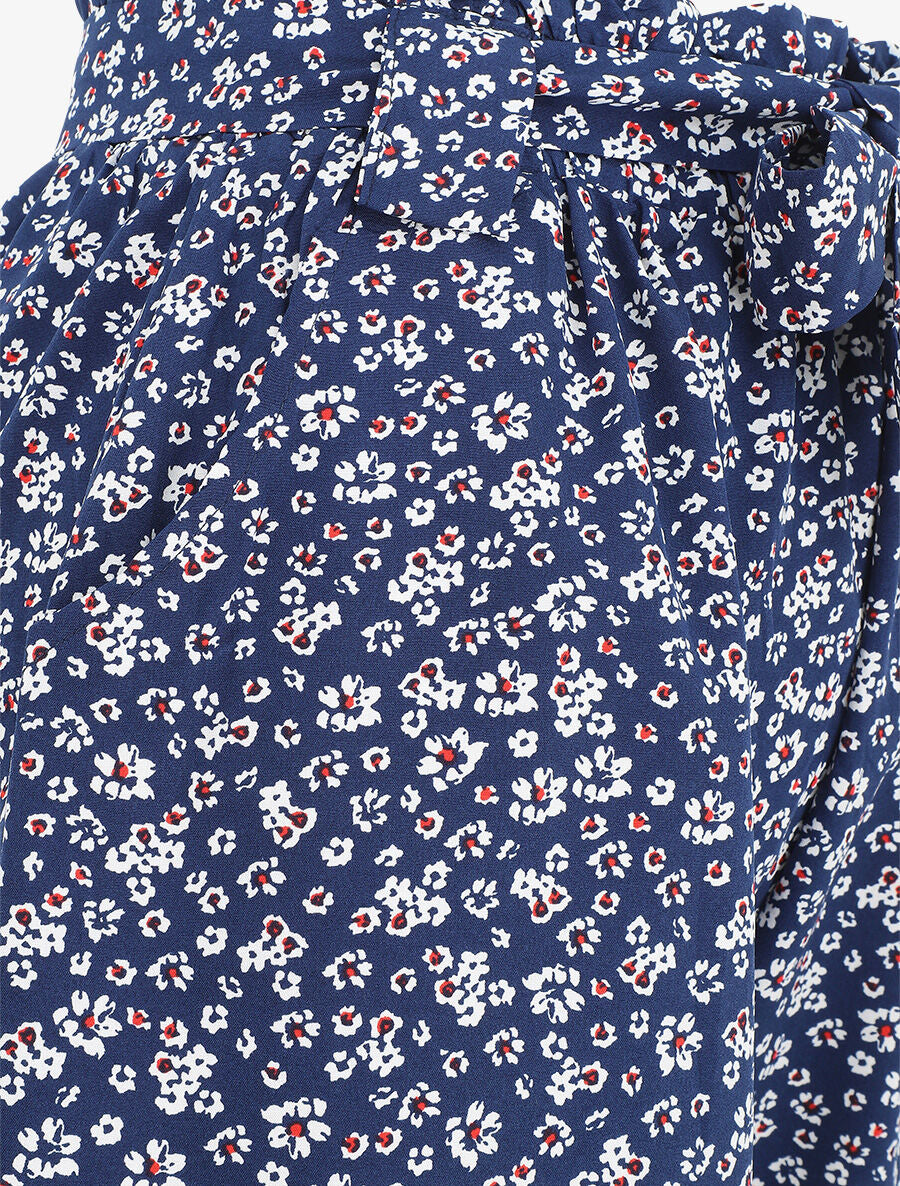 Short fleuri taille haute - Marine - 3