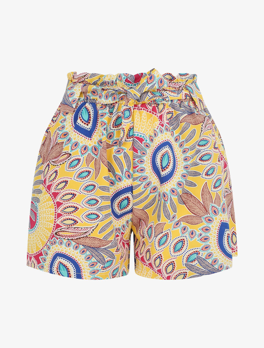 Short droit imprimé tropical fantaisie - Jaune - 1