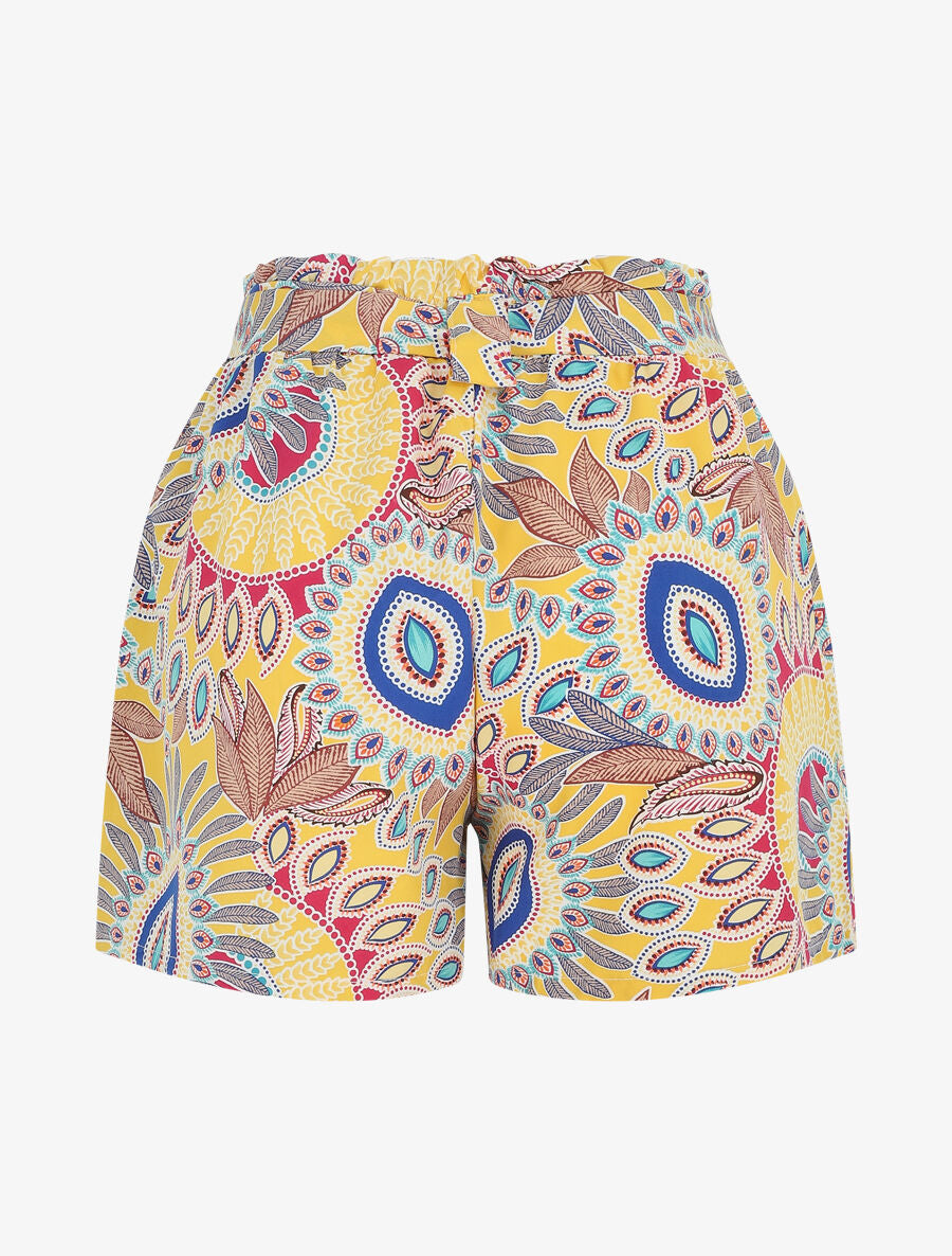 Short droit imprimé tropical fantaisie - Jaune - 2