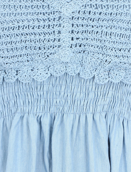 Robe effet jean à buste crochet - Bleu clair - 3
