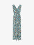 Robe longue élastiquée imprimé foulard - Bleu canard - 4