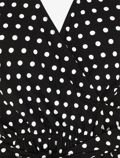 Robe longue à imprimé pois - Noir - 3