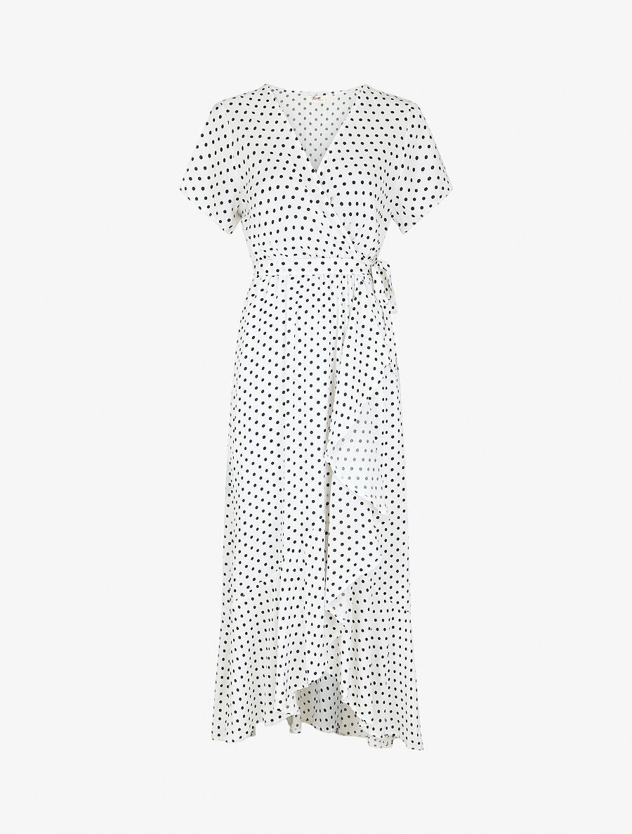 Robe longue à imprimé pois - Blanc - 2