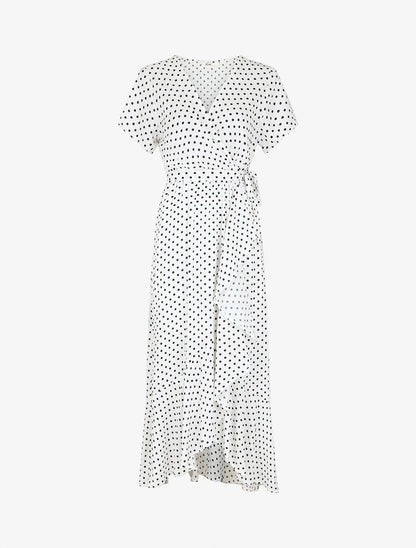 Robe longue à imprimé pois - Blanc - 2