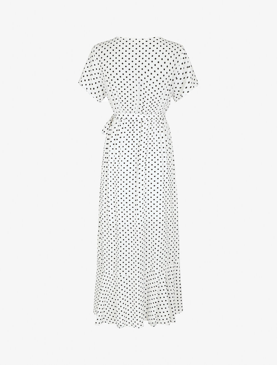 Robe longue à imprimé pois - Blanc - 3