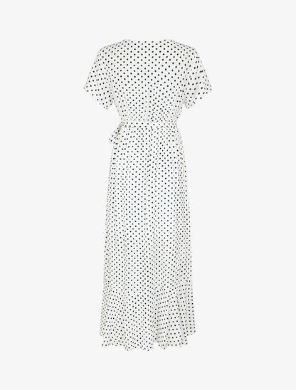 Robe longue à imprimé pois - Blanc - 3