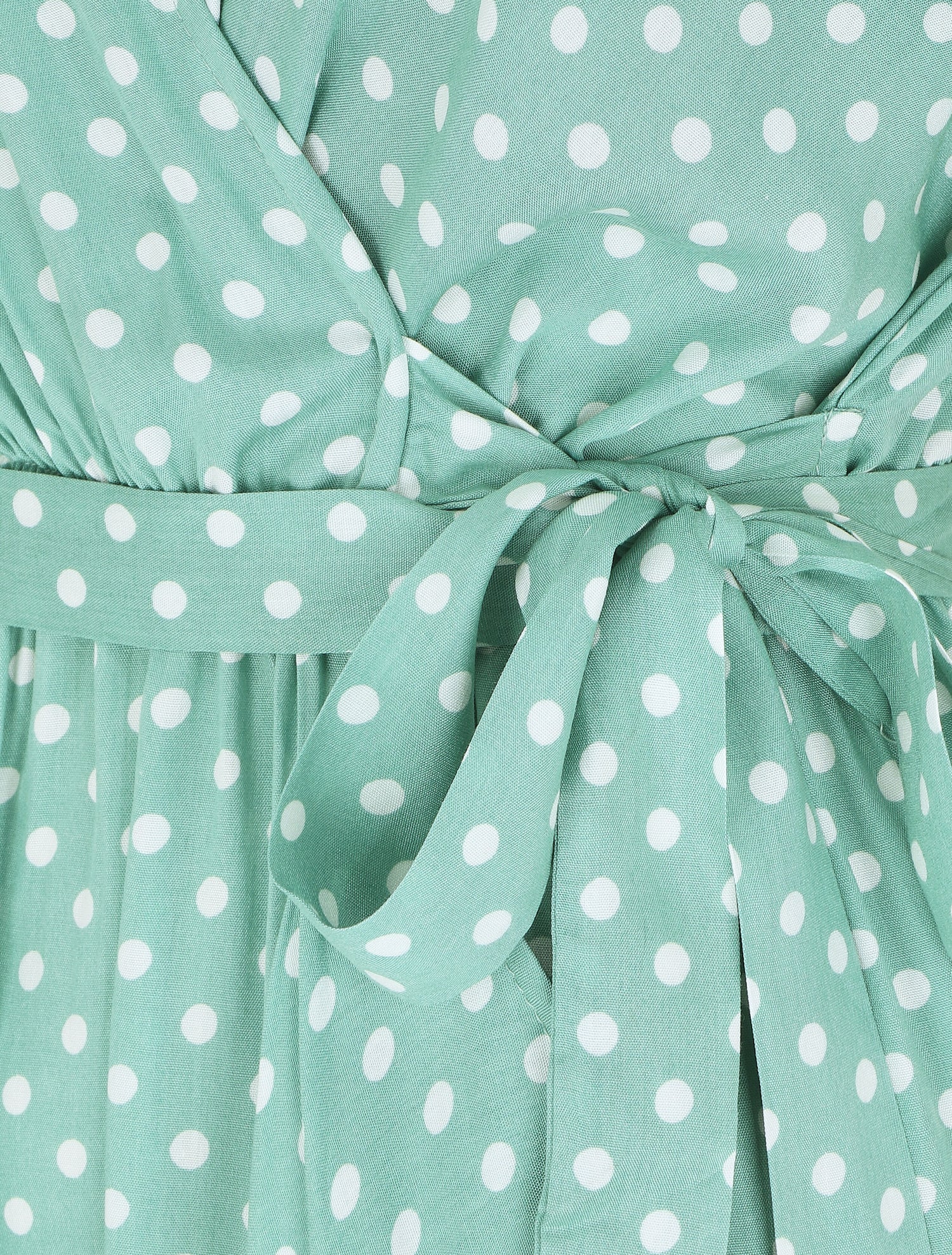 Robe longue à imprimé pois - Vert d&