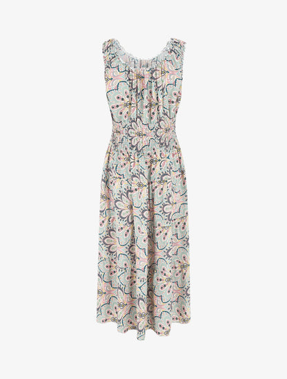 Robe longue sans manches imprimé cachemire - Vert d&