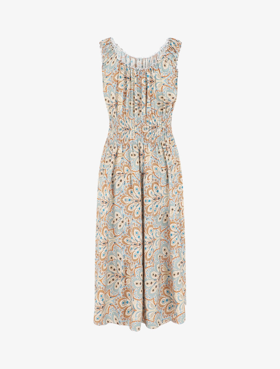 Robe longue sans manches imprimé cachemire - Beige - 2