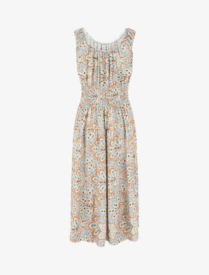 Robe longue sans manches imprimé cachemire - Beige - 2