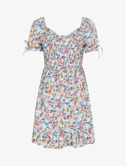 Robe courte imprimé fleuri - Bleu ciel - 2