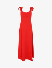 Robe longue unie à bretelles - Rouge - 5