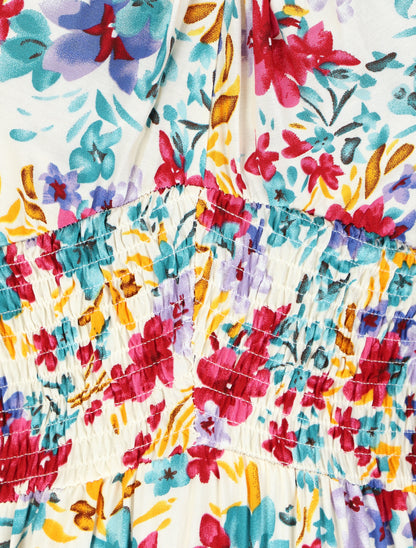 Robe longue évasée imprimé floral - Blanc - 3