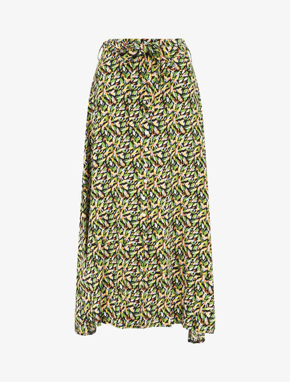 Jupe longue boutonnée imprimé fleuri - Jaune - 1