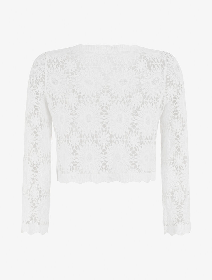 Gilet en crochet motif marguerite - Blanc - 2