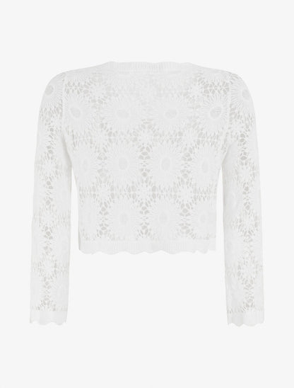 Gilet en crochet motif marguerite - Blanc - 2