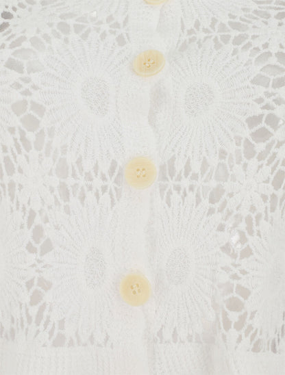 Gilet en crochet motif marguerite - Blanc - 3