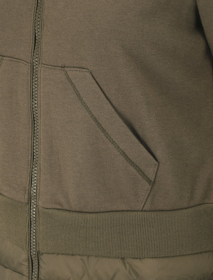 Sweat à capuche bi-matière - Kaki - 3
