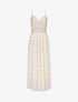 Robe longue à dentelle et volants - Beige - 1