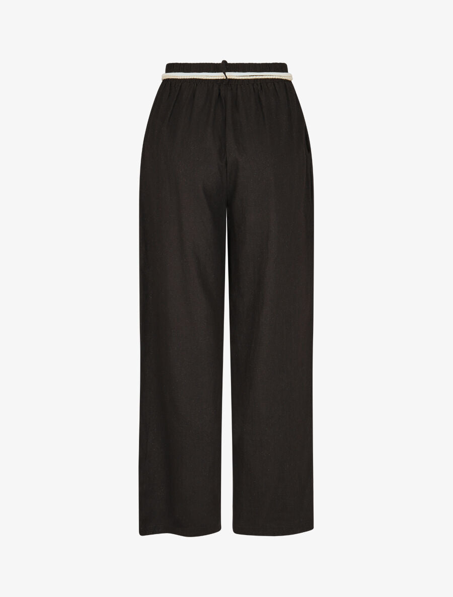 Pantalon droit taille haute élastiquée - Noir - 2