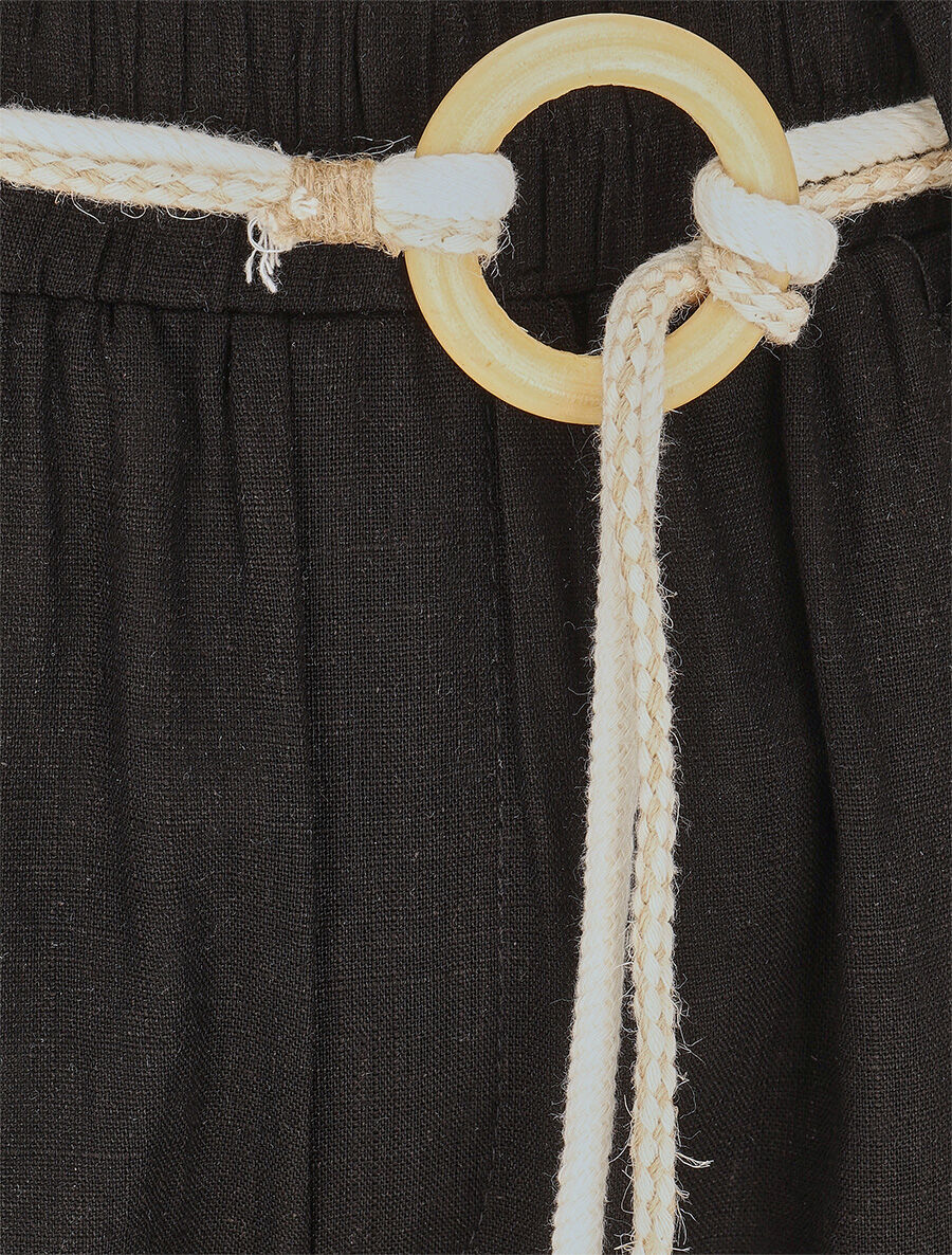 Pantalon droit taille haute élastiquée - Noir - 3