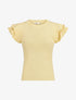 Top ajusté en maille mancherons volantés - Jaune pastel - 1