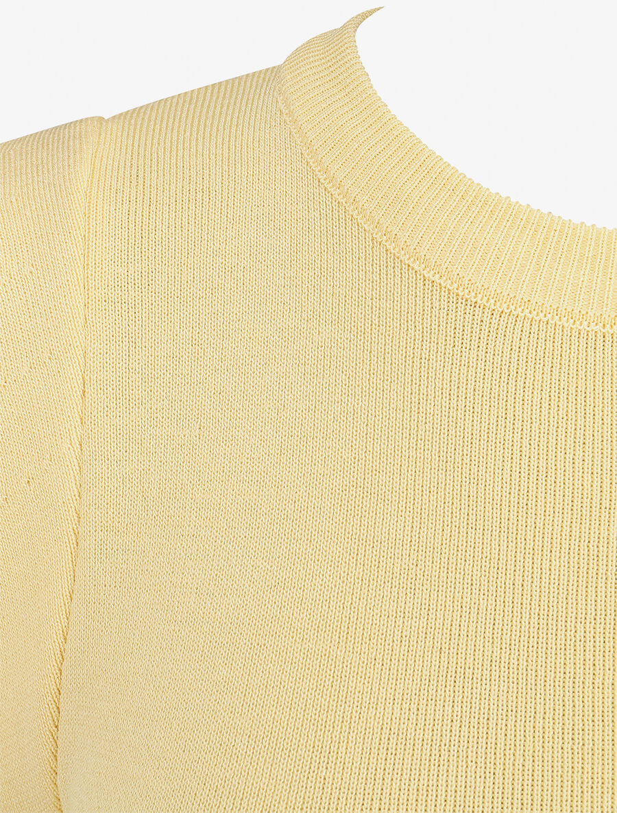 Top ajusté en maille mancherons volantés - Jaune pastel - 3