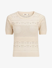 Top fin uni ajouré - Beige - 1