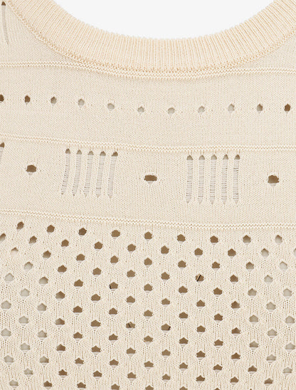 Top fin uni ajouré - Beige - 3