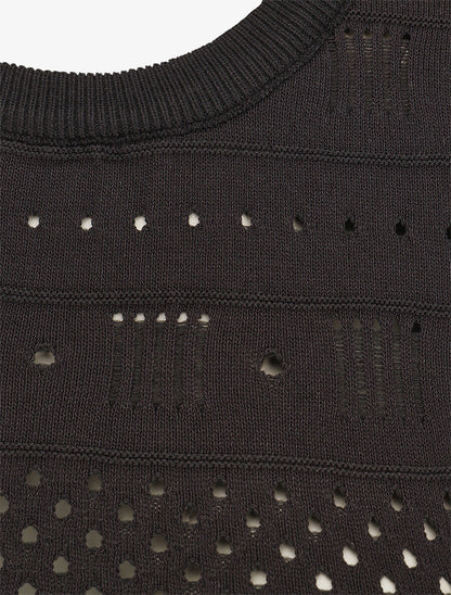Top fin uni ajouré - Noir - 3