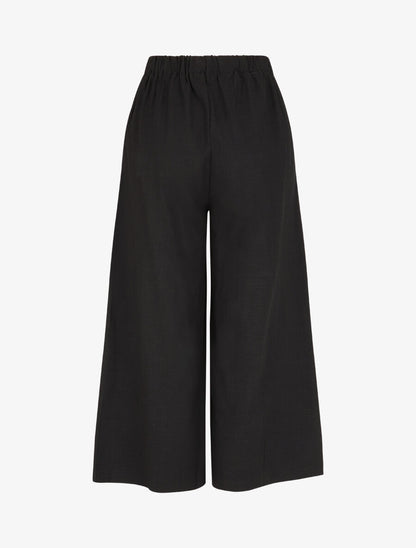 Pantalon uni effet lin - Noir - 2