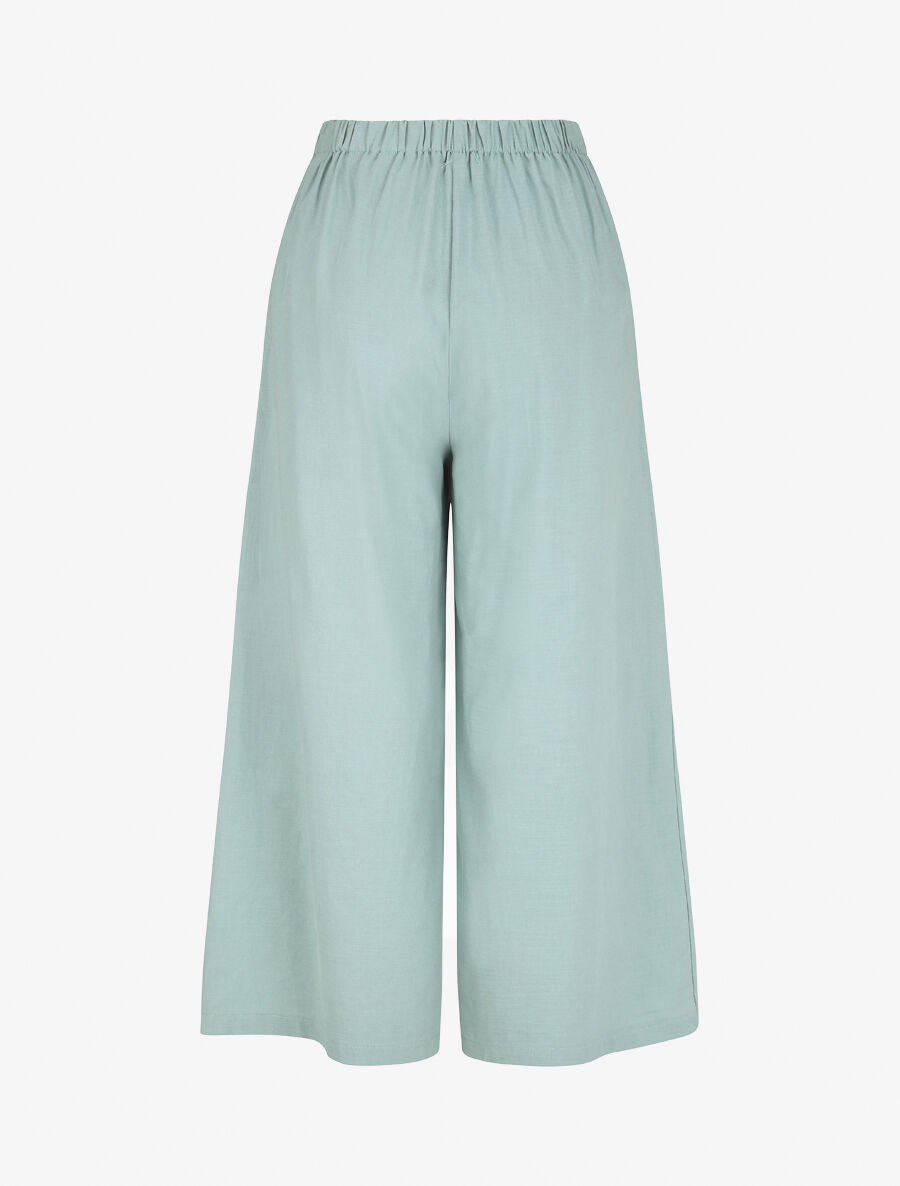 Pantalon uni effet lin - Vert d&