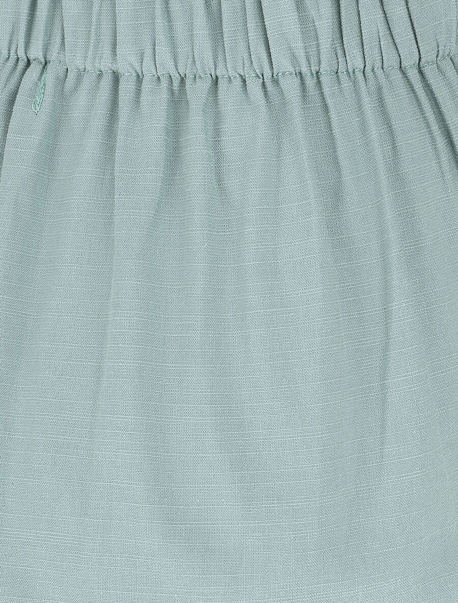 Pantalon uni effet lin - Vert d&