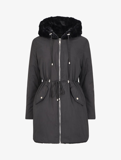 Manteau réversible à capuche - Noir - 7