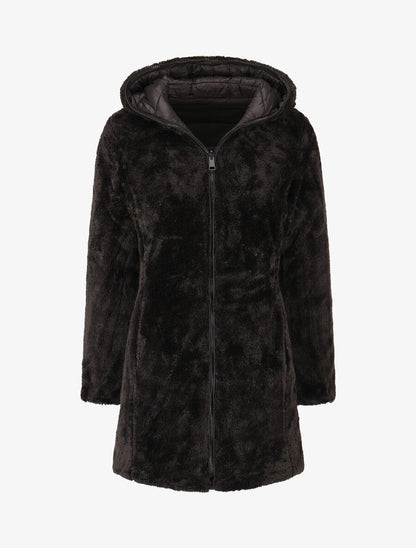 Doudoune réversible uni à capuche - Noir - 4